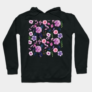 Dark Watercolor Rose Design Hoodie